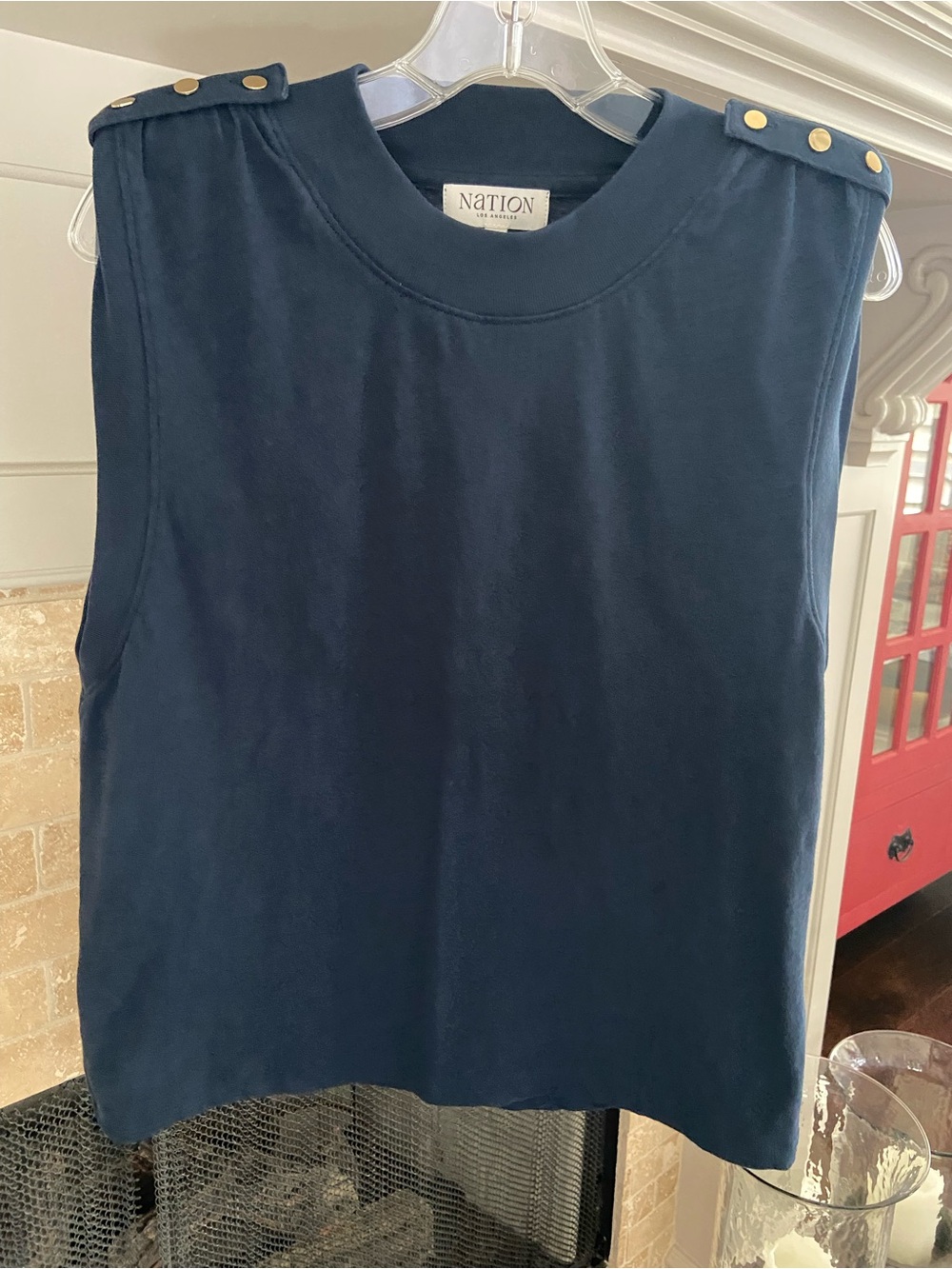 Nation Los Angeles mikka buttoned shoulder tank
